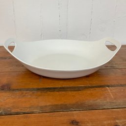 #100RA  Vintage White Large Enameled Copco Denmark Cookware Handled Paella Pan