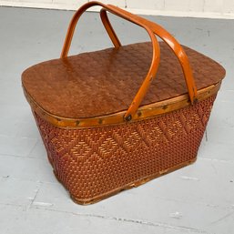 #108RC Vintage 'Red Man' Woven Red Picnic Basket