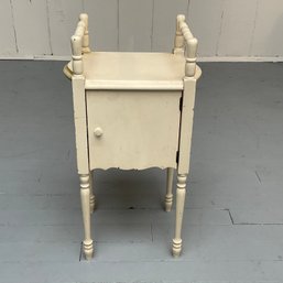 #111F Antique Painted White Side Table Cabinet