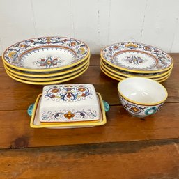 #119RC  Vintage Deruta Italian Pottery Dinnerware, Pasta Bowls, Plates