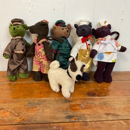 #134RB Lot Of 5 Corduroy Bears With Dog