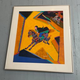 #162F Edith Weinstein 'Eastwest Race' Acrylic On Paper Framed 41x37' Signed