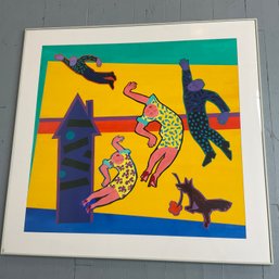 #163F  Edith Weinstein 'Fox In The Dolls House' Acrylic On Paper Framed 41x37' Signed, 1990