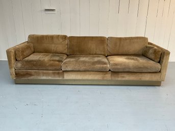 #166F Vintage 1960s/1970s Suede 'Tobacco' Color Hayes Furniture, Fredericks & Nelson Sofa