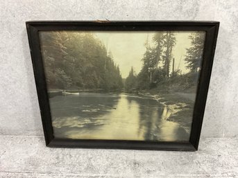 053 1940s Landscape River Framed Photograph
