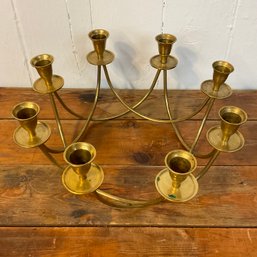 #173RC Mid Century Modern Brass Centerpiece Candelabra 8 Arm Candle Holder