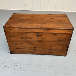 #175F Antique Wooden Pine Primitive Blanket Chest Trunk