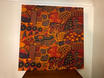 43 Vintage Marimekko Finland Nature Canvas Framed Fabric Art