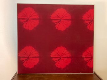 46 Vintage Mary Theiler Framed Red Symmetrical Printed Fabric Art
