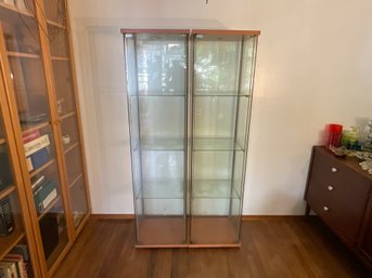 53 Set Of Two Cube Glass Display Cabinet Cases