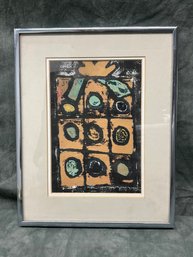 077 Abstract Pastel Present Framed Painting Unsigned