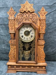 128 Antique Wood Wind Up Mantle Clock IVY WM. L. Gilbert Clock Co. #6