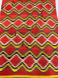 132 Handmade Navajo Weaving Red And Yellow Blanket AS IS