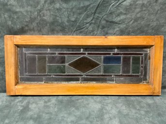 161 Rectangle Stained Glass Window Wood Framed #1