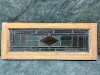 162 Rectangle Stained Glass Window Wood Framed #2