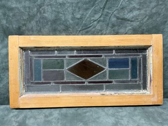 163 Rectangle Stained Glass Window Wood Framed #3