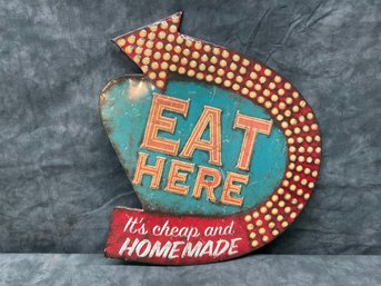 166 Eat Here It's Cheap And Homemade Arrow Metal Home/Restaurant Decor Sign
