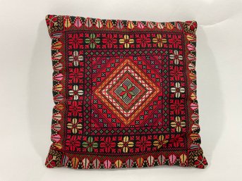 191 Tapestry Embroidered Red Symmetrical Throw Decorative Pillow