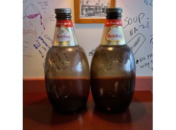 Vintage Lot Of 2 Heidelberg Beer Extra Large Bottles