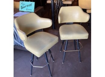 Vintage 60s West 5  Swivel  Pale Yellow Tall Bar Stools  Pair (2) #5