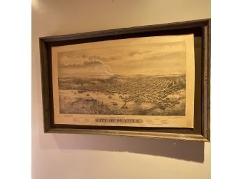 Vintage Framed  Print City Of Seattle Birds Eye View