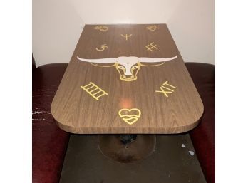 Vintage 50s 60s Western Branding Formica Longhorn BBQ Diner Table #024 Round Base