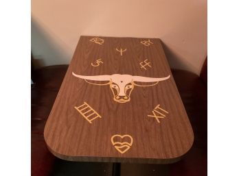 Vintage 50s 60s Western Branding Formica Longhorn BBQ Diner Table #026 Four Point Base