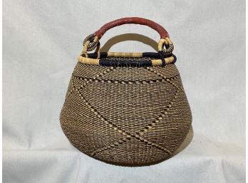 (K16) Large Decorative Natural Indigo Bolga Basket