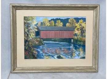 (MC69) Ross Gill 'Oregon Covered Bridge' Watercolor NW Artist