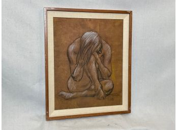 (MC72) EDW Presson  Signed Charcoal Figure Drawing