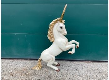 (FC114) Vintage 1970s Paper Mache Large  Unicorn Signed Art Sculpture