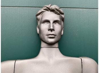 (FC115) Vintage 1980s Art Deco Style Silver Male Mannequin