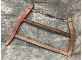 062 Antique Rustic Farm Wood Buck Cross Cut Bow Hand Log Saw