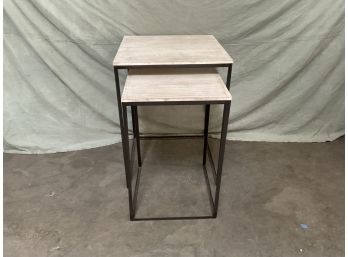 Pair (2)of Wood / Steel Heavy Nesting Tables (#0101)