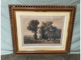 Framed Antique Print 'AS IS' Damaged (#0108)