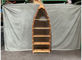 Hand Crafted Wooden Boat Bookshelf By Log Cabin Creations Open Back  (#0046)