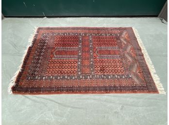 Antique Hand Knotted Area Rug Oranges Diamonds  80x 51 (#033)