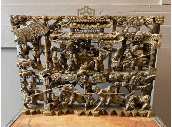 Antique Chinese Wood Carving Panel 3d Design (#038)