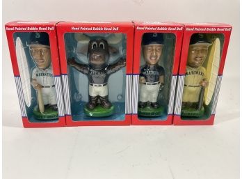 Lot Of (4) Hand Painted Bobble Heads Dolls Mariners, Boone, Moose, Sasaki, Ichiro (#128)