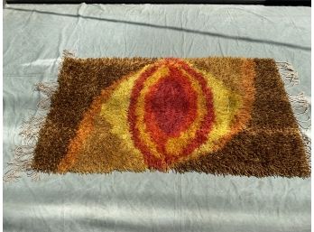 Vintage 1960s Rya / Shag Rug Orange/ Browns   68 X 36' (#107)