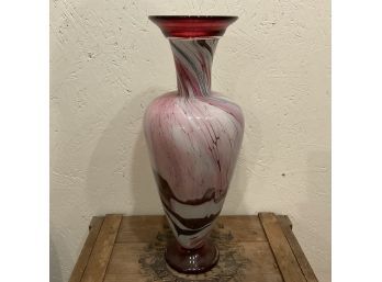 1995 Dan And Joi Lachaussee Signed Made Pink Art Glass Vase (#45)