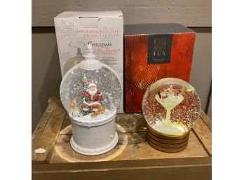 Lot Of 2 Battery Powered Christmas Snow Globes (Shipping)