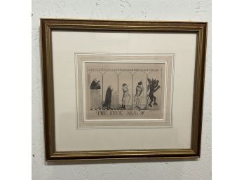 18th Century Framed Satirical Engraving Book Page (#15)