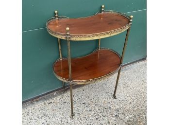 Antique Louis XV Style French Kidney Shaped Side Table With Brass Details (No Shipping)