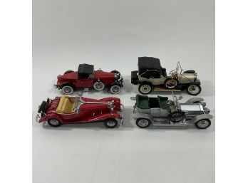 Lot Of 4 Die Cast Franklin Mint Classic Collector Cars Mercedes, Rolls Royce, Packard, Stutz