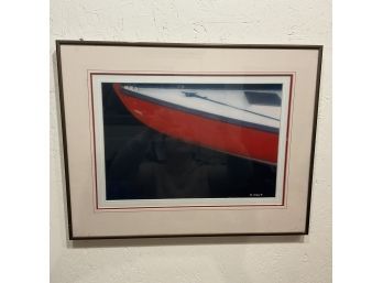 1987 Signed John Hughey Red Boat Framed Photography (#14)