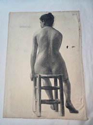 Chester C. Hayes Charcoal Nude On Linen Paper