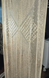 Egyptian Cotton Ivory Assuit Shawl With Applied Silver Metal Adornments