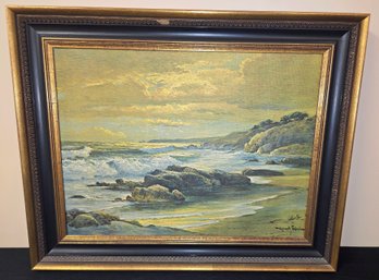 Robert Wood Framed Seashore Print On Canvas