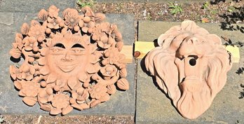 Lot Of Terracotta Clay Sun Face & Cement Lion's Head For Fountain